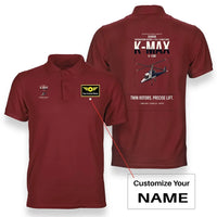 Thumbnail for Kaman K-1200 K-MAX design on red+name double-side polo t-shirt, double-side print