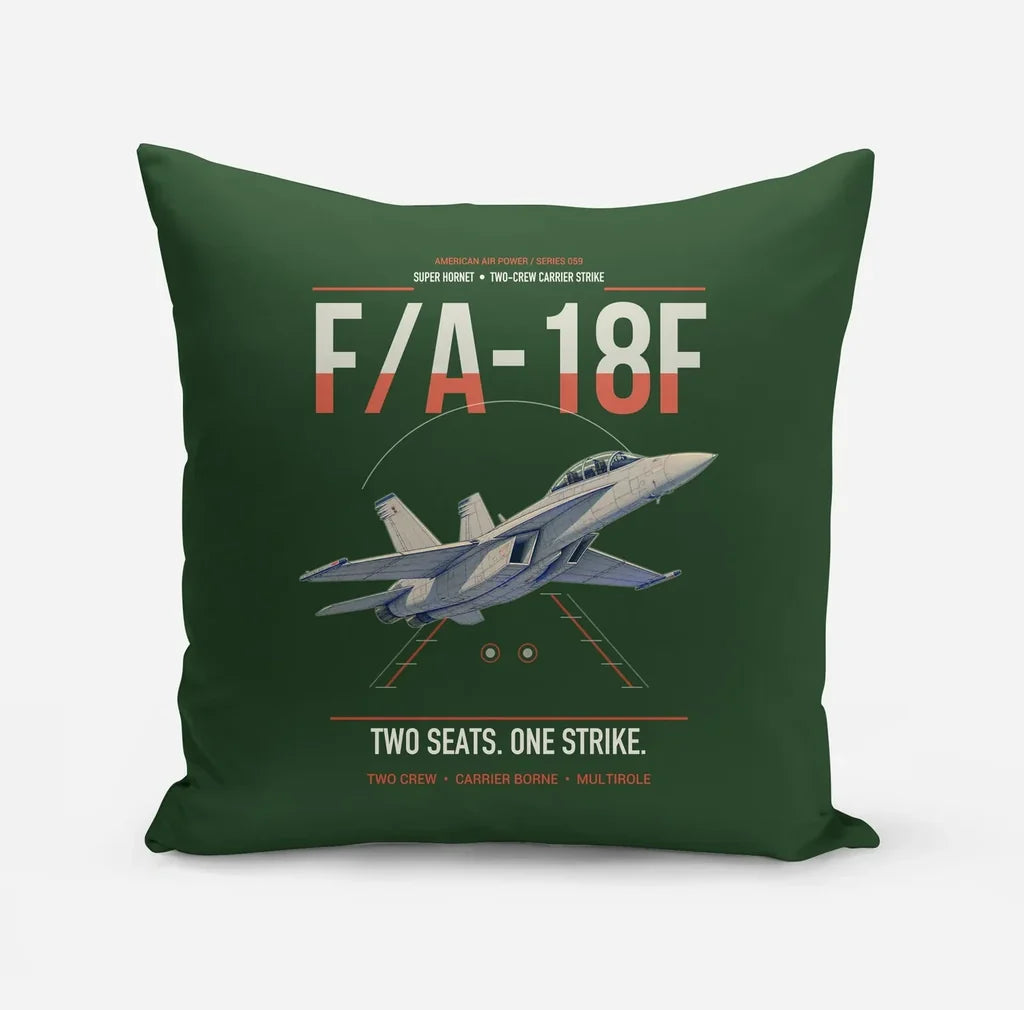 F-A-18F Super Hornet design on dark green pillow