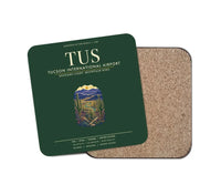 Thumbnail for Tucson International Airport (TUS) design on dark green 1 piece coaster