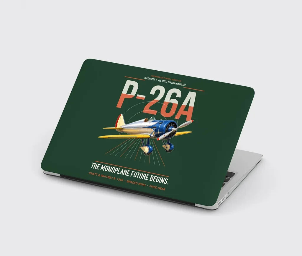 Boeing P-26A Peashooter design on dark green MacBook case