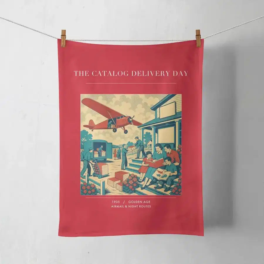 VINTAGE G4412 - The Catalog Delivery Day - Designed Towels design on red