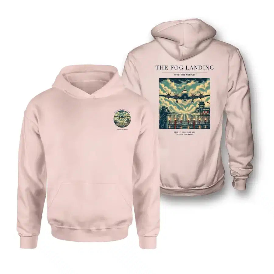 VINTAGE G4095 - The Fog Landing - Double-Side Hoodie design on pink double side
