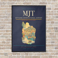 Thumbnail for Mytilene International Airport MJT vertical canvas print - framed - navy blue background