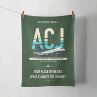 Thumbnail for Airbus ACJ TwoTwenty design on dark green towel