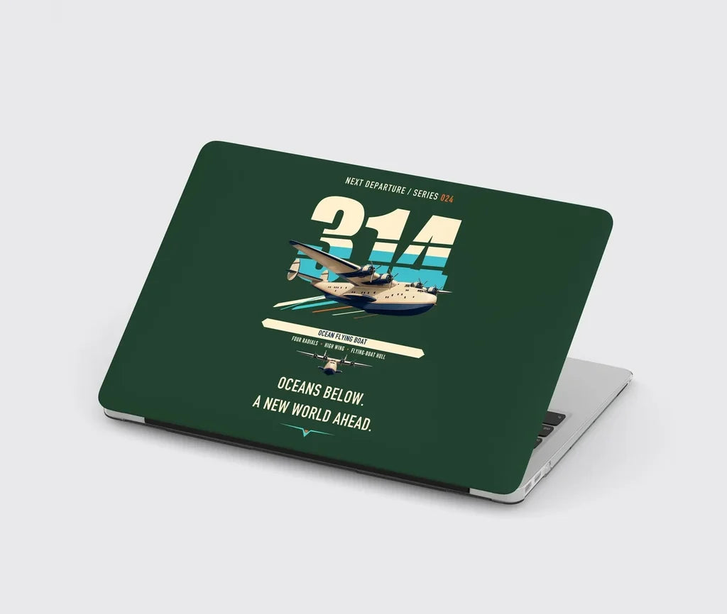 Boeing 314 Clipper design on dark green MacBook case