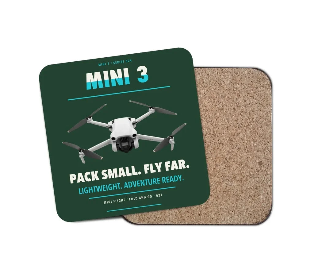 DJI Mini 3 design on dark green 1 piece coaster