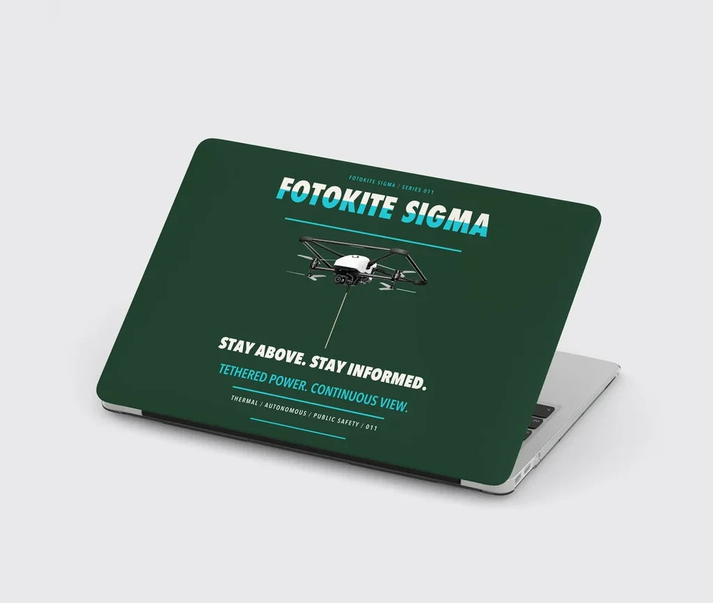 Fotokite Sigma design on dark green MacBook case