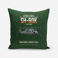 Thumbnail for Mitsubishi Sikorsky SH-60K design on dark green pillow