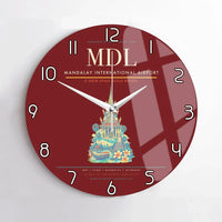 Thumbnail for Mandalay International Airport (MDL) design on dark red no frame wall clock