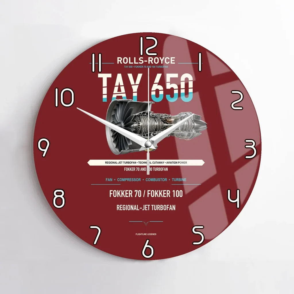 TAY 650 design on dark red no frame wall clock