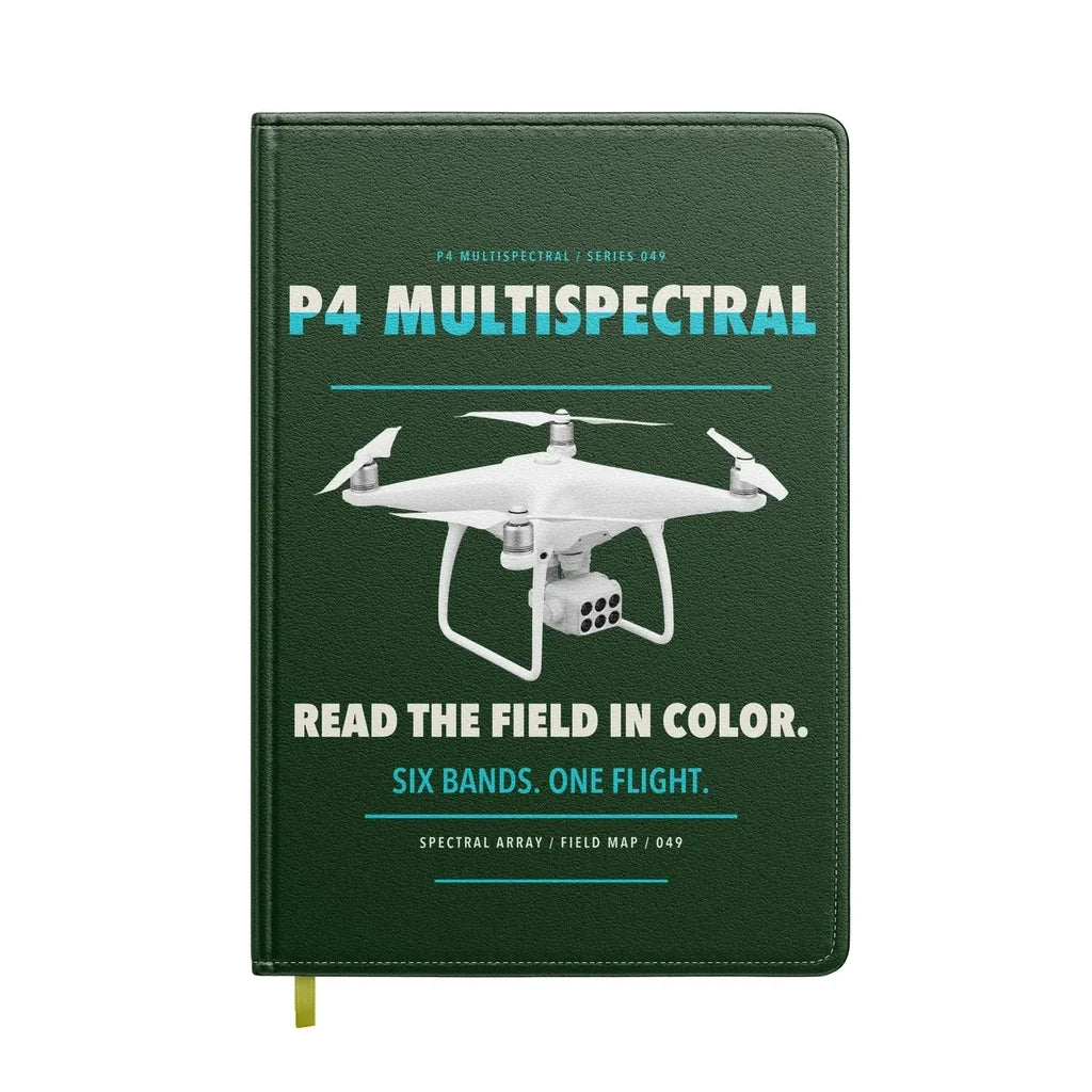 DJI P4 Multispectral design on dark green notebook