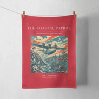 Thumbnail for VINTAGE G4035 - The Coastal Patrol - Designed Towels design on red