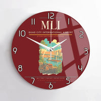 Thumbnail for Quad City International Airport (MLI) design on dark red no frame wall clock