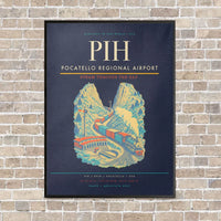 Thumbnail for Pocatello Regional Airport PIH vertical canvas print - framed - navy blue background