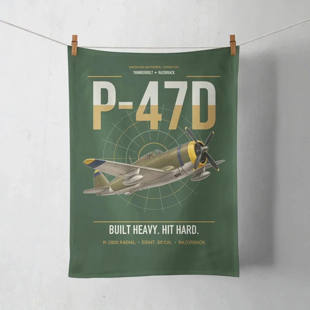 P-47D Thunderbolt Razorback design on dark green towel