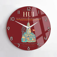 Thumbnail for Phu Bai International Airport (HUI) design on dark red no frame wall clock