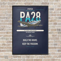 Thumbnail for Piper PA-28 Cherokee vertical canvas print - framed - navy blue background