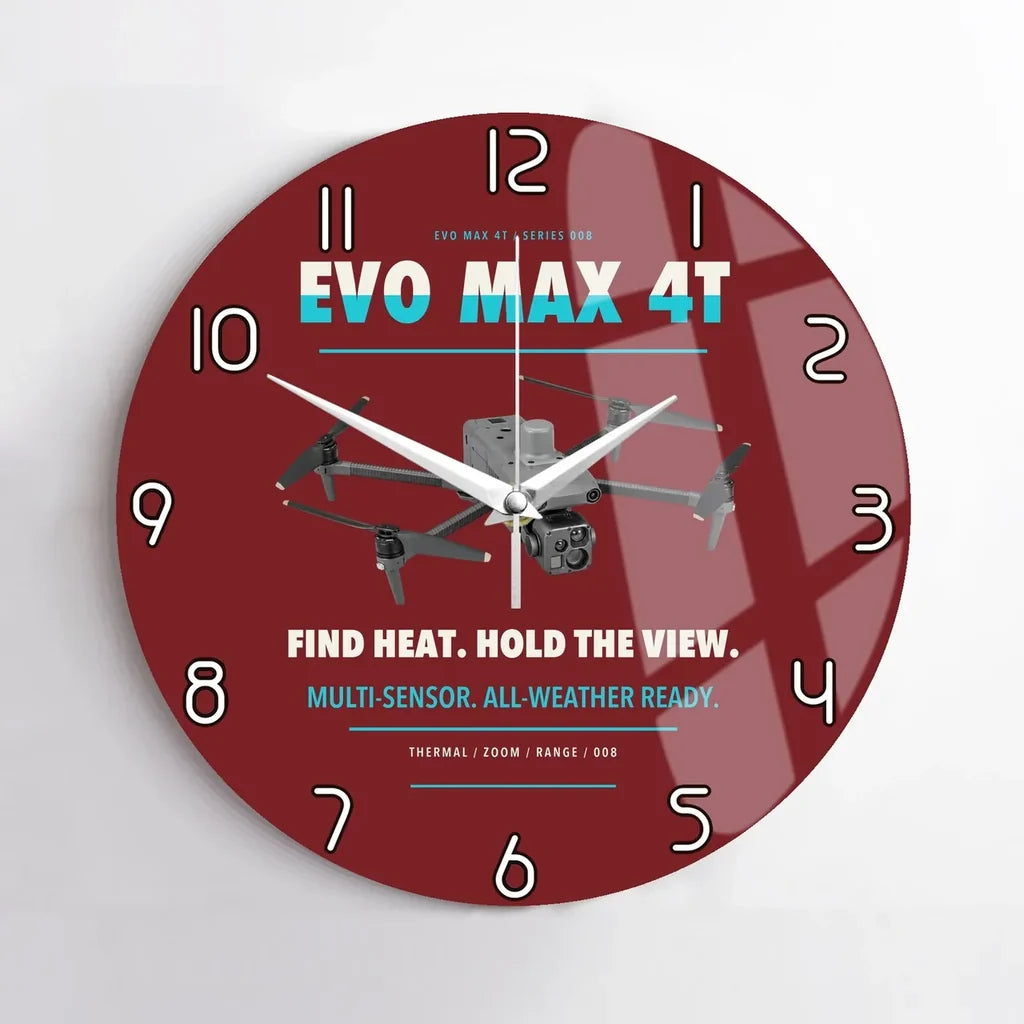 Autel EVO Max 4T design on dark red no frame wall clock