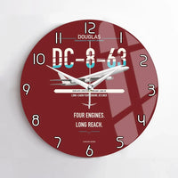 Thumbnail for Douglas DC-8-63 design on dark red no frame wall clock