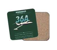 Thumbnail for Bombardier Learjet 36A design on dark green 1 piece coaster