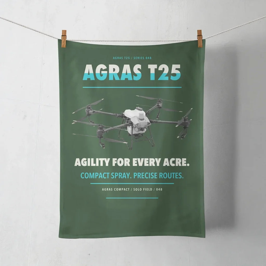 DJI Agras T25 design on dark green towel