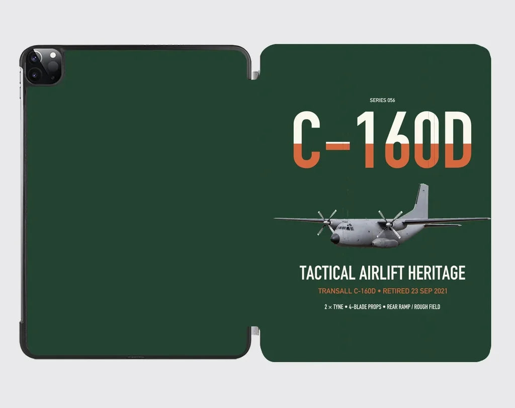 Transall C-160D design on dark green ipad tablet case