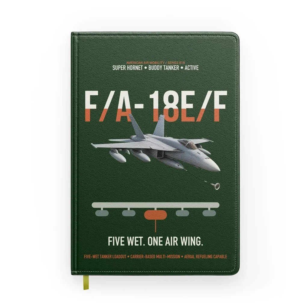 F A-18E F Buddy Tanker design on dark green notebook