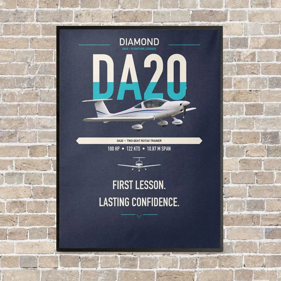 Diamond DA20 vertical canvas print - framed - navy blue background