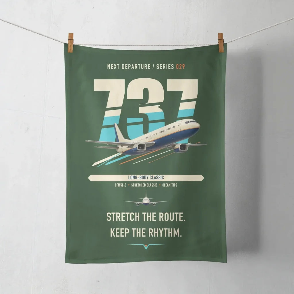 Boeing 737-400 Classic design on dark green towel