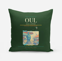 Thumbnail for Oulu Airport (OUL) design on dark green pillow