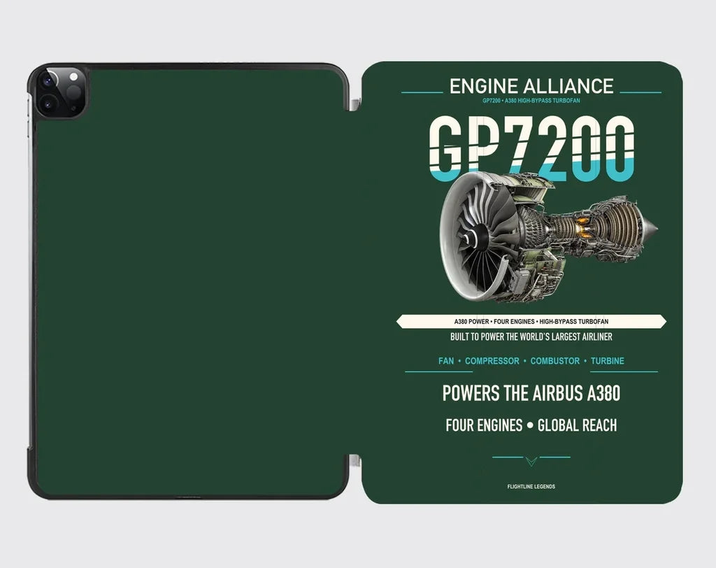 GP7200 design on dark green ipad tablet case