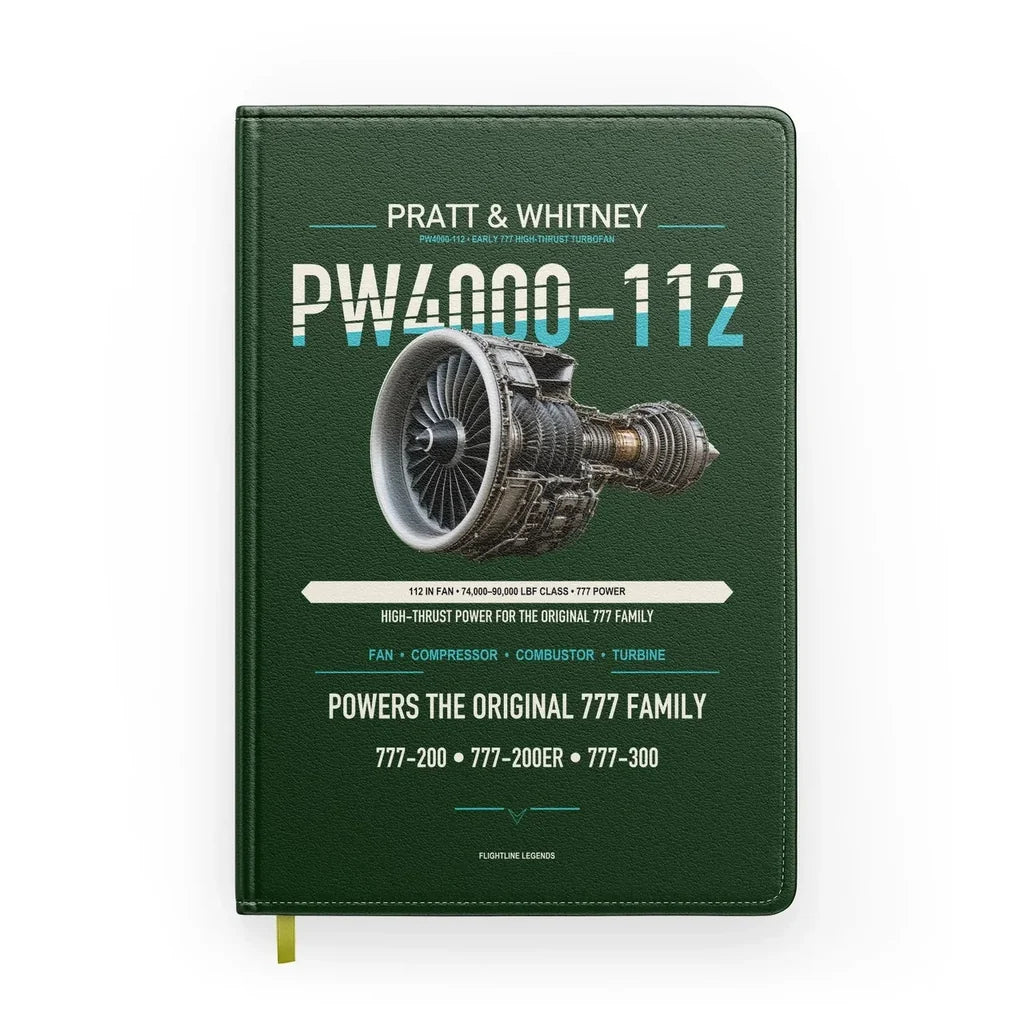 PW4000-112 design on dark green notebook