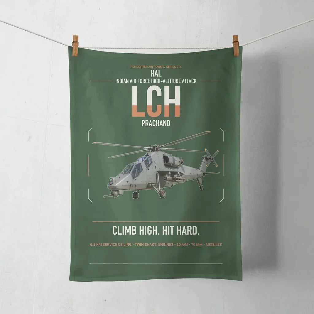 HAL LCH Prachand design on dark green towel