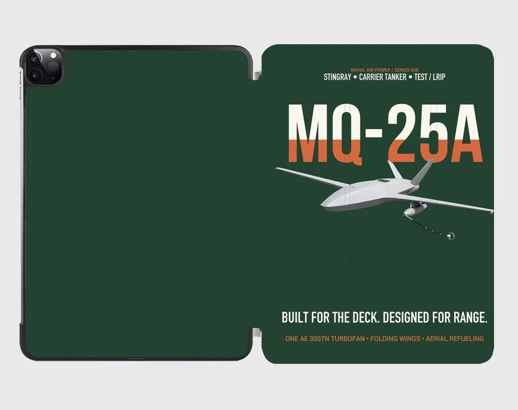 MQ-25A STINGRAY design on dark green ipad tablet case