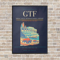 Thumbnail for Great Falls International Airport GTF vertical canvas print - framed - navy blue background