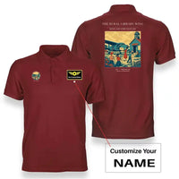 Thumbnail for VINTAGE G4392 - The Rural Library Wing - Double-Side Polo T-Shirt design on red+name