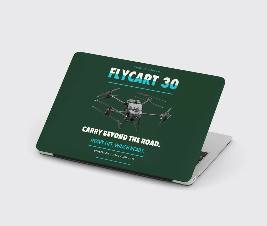 DJI FlyCart 30 design on dark green MacBook case