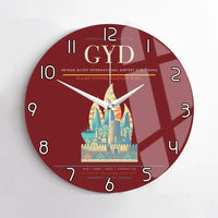 Thumbnail for Heydar Aliyev International Airport (GYD) design on dark red no frame wall clock