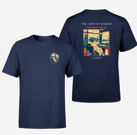 Thumbnail for VINTAGE G4377 - The Airport Barber - Double-Side T-Shirt design on navyblue double side t shirt