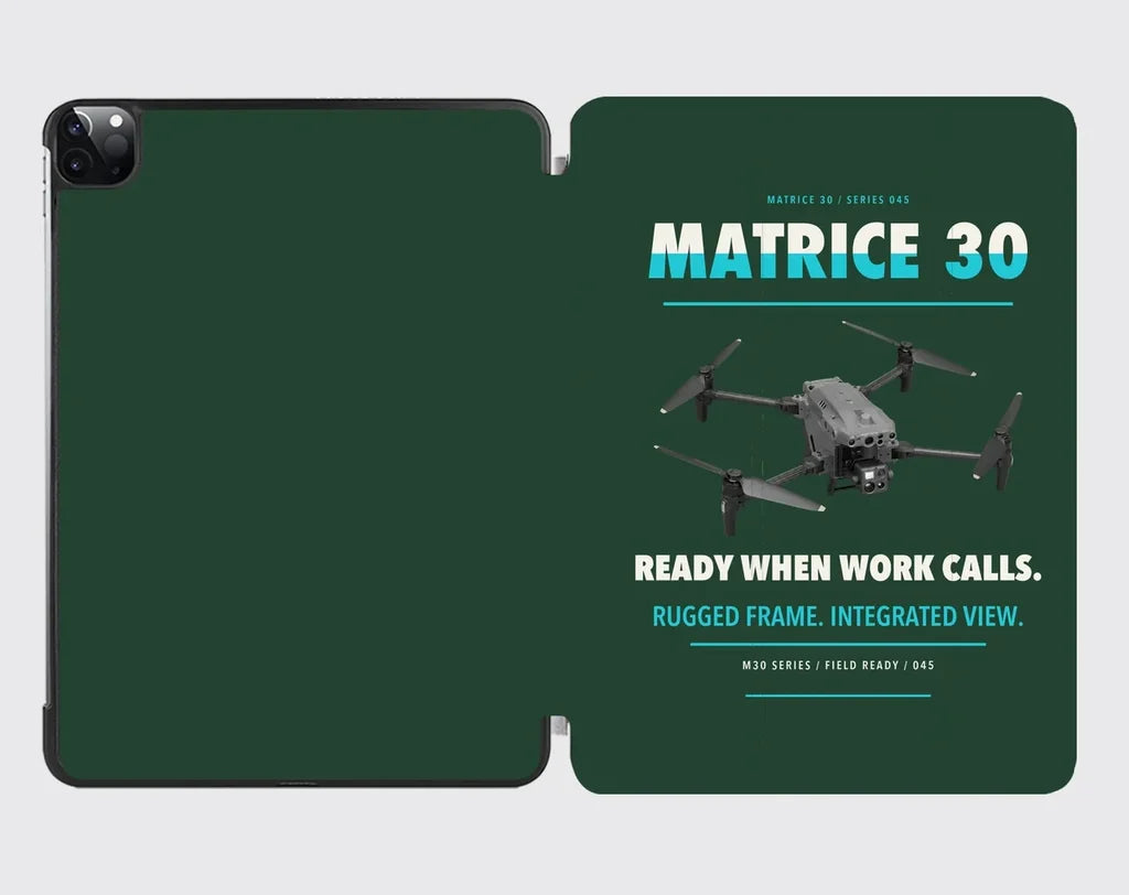 DJI Matrice 30 design on dark green ipad tablet case