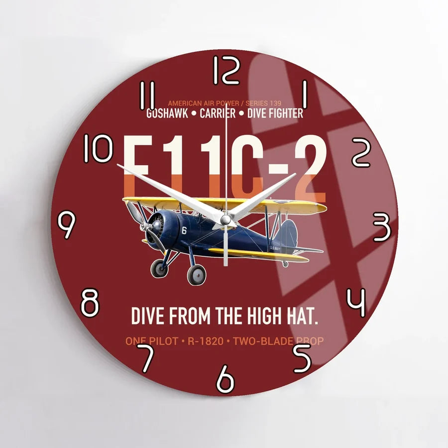 F11C-2 Goshawk Dive from the High Hat design on dark red no frame wall clock