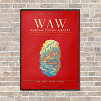 Thumbnail for Warsaw Chopin Airport WAW - Canvas Framed - Red