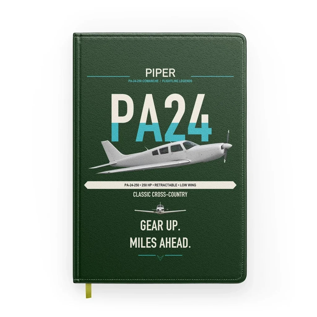 Piper PA-24-250 Comanche 250 design on dark green notebook