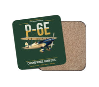Thumbnail for Curtiss P-6E Hawk design on dark green 1 piece coaster