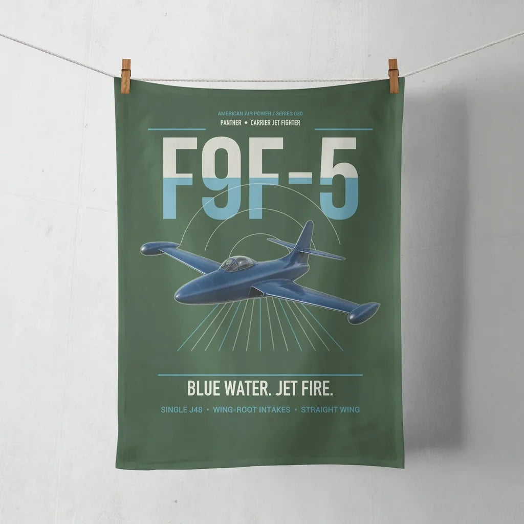 F9F-5 Panther design on dark green towel