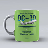 Thumbnail for McDonnell Douglas DC-10 design on light green ceramic mug, double-side print