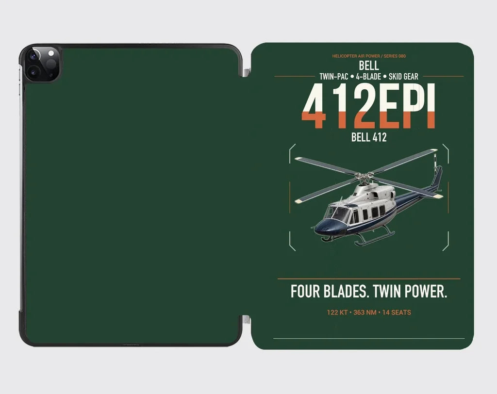 Bell 412EPI design on dark green ipad tablet case