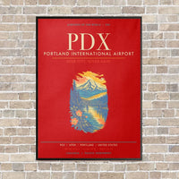 Thumbnail for Portland International Airport PDX - Canvas Framed - Red