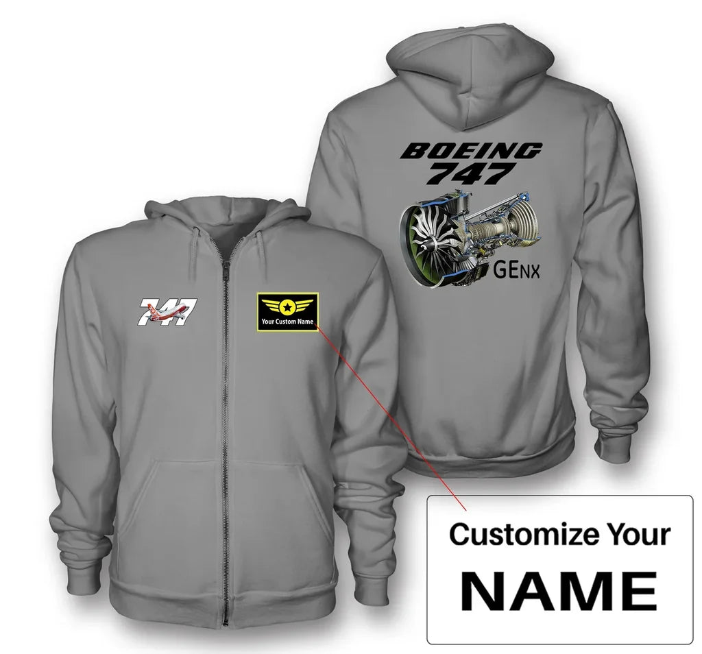 Boeing 747 & GENX Engine Designed Zipped Hoodies - view 13