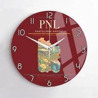 Thumbnail for Pantelleria Airport (PNL) design on dark red no frame wall clock